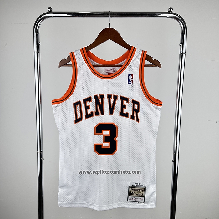 Camiseta Denver Nuggets Allen Iverson NO 3 Mitchell & Ness 2006-07 Blanco1
